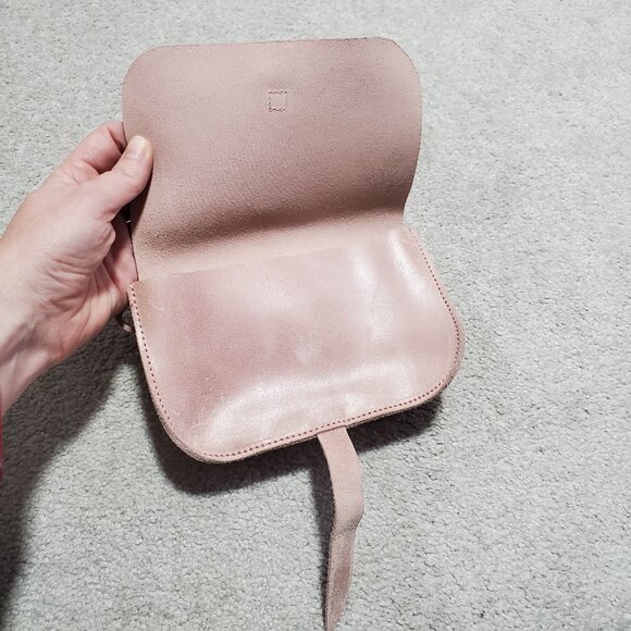 GARUGLIERI Italian Leather Belt Bag Waist Fanny Pack Purse Pastel Pink 7" x 4.5" - Picture 9 of 14